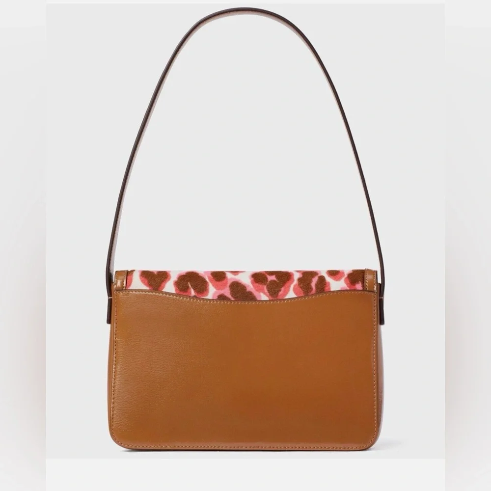 Kate Spade Katy Shoulder Pink Leopard Calf Hair Brown Leather K8969 Leopardo